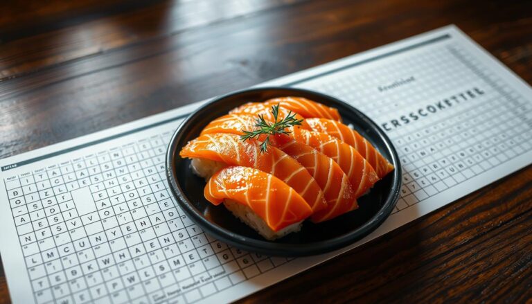 sushi order topped with salmon nyt crossword